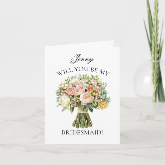 Invitation Boho Peonies Bouquet Bridesmaid Proposition (Devant)