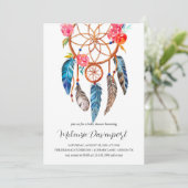 Invitation Boho peony Floral Dreamcatcher Baby shower (Debout devant)