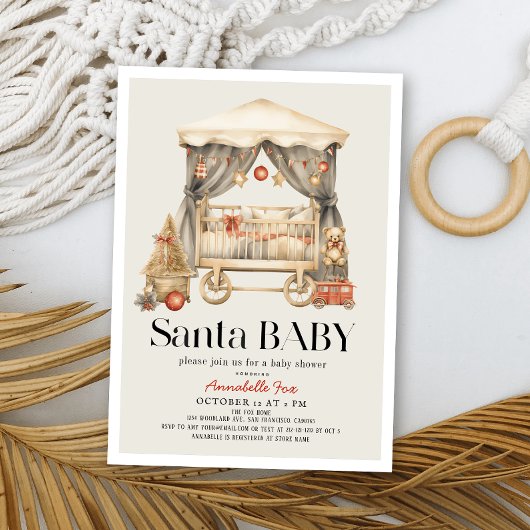Invitation Boho Père Noël Baby Christmas Baby shower bébé de 