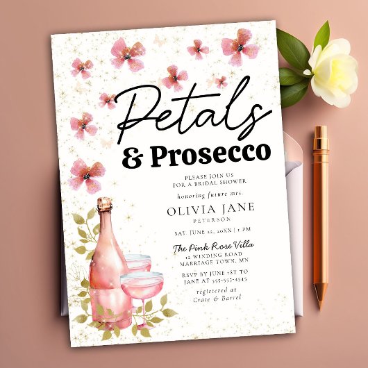 Invitation Boho Petals Prosecco Fête des mariées de la Flore