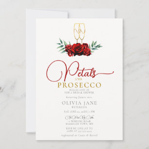 Invitation Boho Petals Prosecco Red Roses Gold Fête des marié