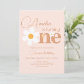 Invitation Boho Photo Daisy 1er Anniversaire (Debout devant)