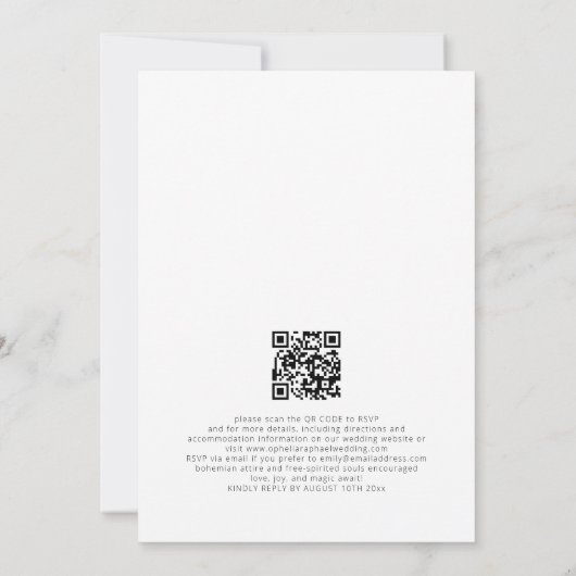 Invitation Boho Photo Overlay QR Code Mariage de Bohême (Dos)