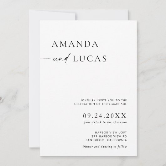 Invitation Boho Photo Wedding | Minimaliste allema (Dos)