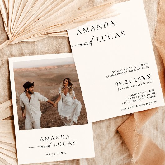 Invitation Boho Photo Wedding | Minimaliste modern