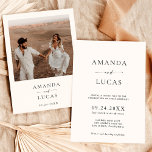 Invitation Boho Photo Wedding | Minimaliste modern<br><div class="desc">Ce Faire-part de mariage boho présente un design épuré et minimaliste avec des accents de calligraphie moderne et est parfait pour télécharger une photo de vous et de votre future épouse! Modifiez facilement la plupart des termes pour correspondre à votre événement. Les couleurs du texte et des arrière - plans...</div>