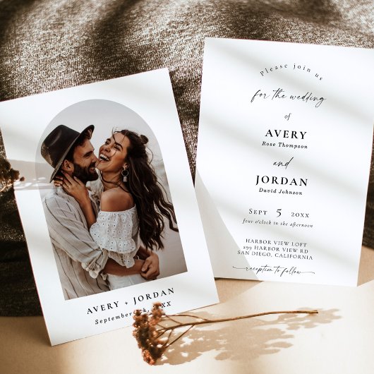 Invitation Boho Photo Wedding | Minimaliste modern