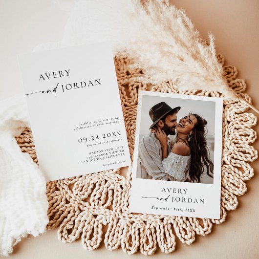Invitation Boho Photo Wedding | Minimaliste modern