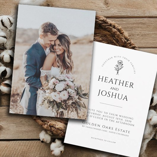 Invitation Boho Photo Wedding | Minimaliste modern