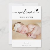 Invitation Boho Photo Welcome Baby Announcement Card (Devant)