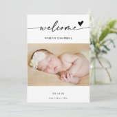 Invitation Boho Photo Welcome Baby Announcement Card (Debout devant)