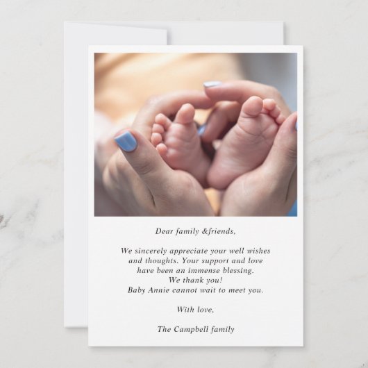 Invitation Boho Photo Welcome Baby Announcement Card (Dos)