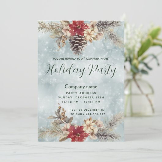 Invitation Boho Pine branche cone fête entreprise (Debout devant)