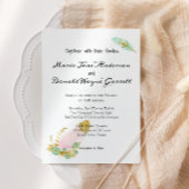 Invitation Boho Pink and Gold Feathers