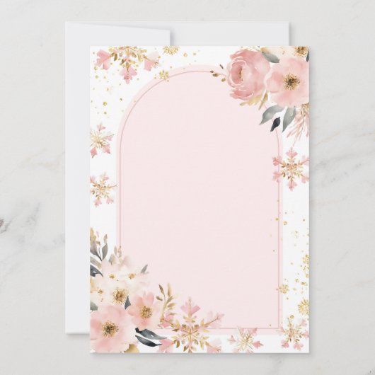 Invitation Boho Pink Beary Premier hiver Anniversaire Floral (Dos)
