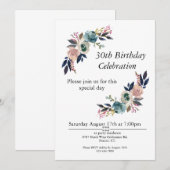Invitation Boho Pink Blue Blush personnalisable 30e anniversa (Devant / Derrière)