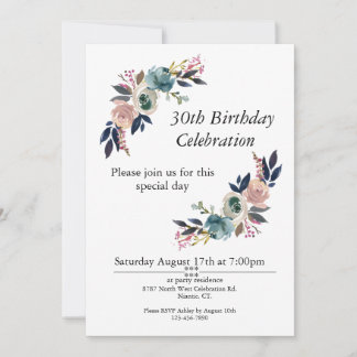 Invitation Boho Pink Blue Blush personnalisable 30e anniversa