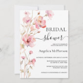 INVITATION BOHO PINK BLUSH FLEURS A L'AQUARELLE ENTERREMENT D (Devant)