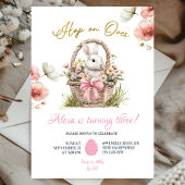 Invitation Boho Pink Bow Floral Easter Bunny Birthday