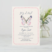 Invitation Boho Pink Butterfly Doodle Bordure Baby shower fil (Debout devant)