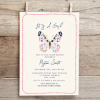 Boho Pink Butterfly Doodle Bordure Baby shower fil