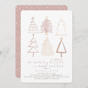 Invitation Boho Pink Christmas Trees Baby shower virtuel