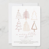 Invitation Boho Pink Christmas Trees Joyeux Petit Baby shower (Devant)