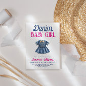 Invitation Boho Pink Denim Girl Blue Jean Baby Shower