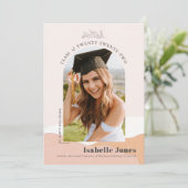 Invitation Boho Pink Desert Arch Photo Graduation (Debout devant)
