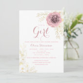 Invitation Boho Pink et Gold Baby shower (Debout devant)
