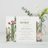 INVITATION BOHO PINK FÊTE DES MARIÉES FLORAL CACTI FOLIAGE (Debout devant)
