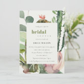 INVITATION BOHO PINK FÊTE DES MARIÉES FLORAL CACTI FOLIAGE (Debout devant)