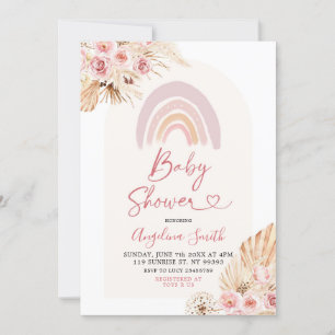 Invitation Boho Pink Floral Baby shower