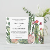 INVITATION BOHO PINK FLORAL CACTI FAUNA MARIAGE DE COULEUR D' (Debout devant)