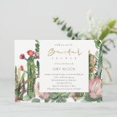 INVITATION BOHO PINK FLORAL CACTI FOLIAGE FÊTE DES MARIÉES IN (Debout devant)