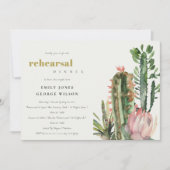 INVITATION BOHO PINK FLORAL CACTI FOLIAGE RÉPÉTITION DÎNER (Devant)
