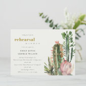 INVITATION BOHO PINK FLORAL CACTI FOLIAGE RÉPÉTITION DÎNER (Debout devant)