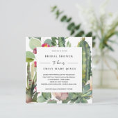 INVITATION BOHO PINK FLORAL DESERT CACTI FAUNA FÊTE DES MARIÉ (Debout devant)