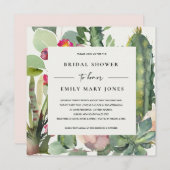 INVITATION BOHO PINK FLORAL DESERT CACTI FAUNA FÊTE DES MARIÉ (Devant / Derrière)