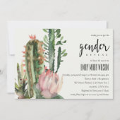 INVITATION BOHO PINK FLORAL DESERT CACTI FAUNA GENDER REVETIN (Devant)