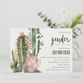 INVITATION BOHO PINK FLORAL DESERT CACTI FAUNA GENDER REVETIN (Debout devant)