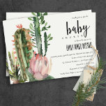 INVITATION BOHO PINK FLORAL DESERT CACTI FOLIAGE BABY SHOWER<br><div class="desc">Une collection parfaite pour ceux qui recherchent un thème de cactus élégant et réussi. Les cactus et les feuillages succulents sont peints à la main en aquarelle. Personnalisez-le avec votre nom, votre date de mariage, et veillez à inclure un message spécial. Beaucoup de conceptions à choisir et beaucoup d'éléments à...</div>