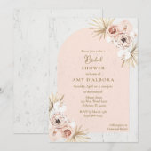 Invitation Boho Pink Floral Digital Fête des mariées Party (Devant / Derrière)