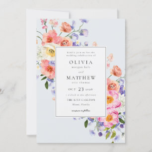 Invitation Boho Pink Floral Mariage
