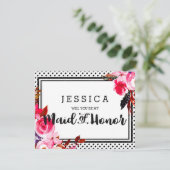 Invitation Boho Pink Floral Serez-vous ma femme d'honneur (Debout devant)