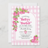 Invitation Boho Pink fraise Berry Sweet Baby Girl Douche (Devant)