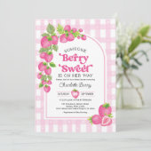 Invitation Boho Pink fraise Berry Sweet Baby Girl Douche (Debout devant)