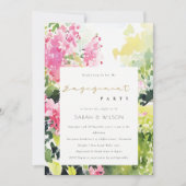 Invitation Boho Pink Green Bougainvillea Fiançailles (Devant)