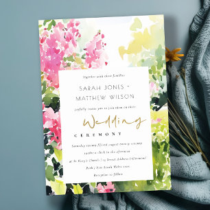 Invitation Boho Pink Green Bougainvillea Mariage
