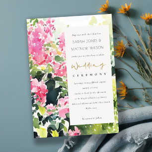 Invitation Boho Pink Green Bougainvillea Mariage